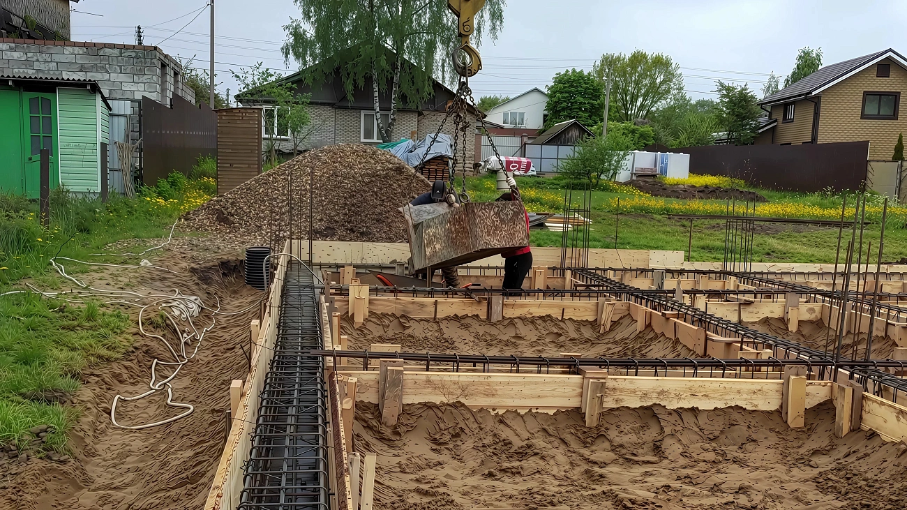 Мелкозаглублённый ленточный фундамент 6x6 м